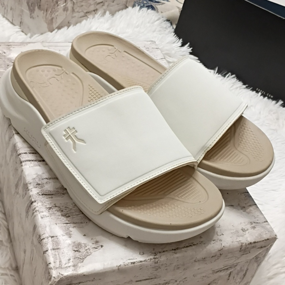 KURU Moment Cream Arch supportive premium recovery slide Sandals Arch Support - Picture 5 of 16